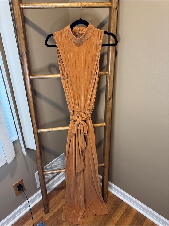 vestique Dresses & Skirts - vestique Sleeveless High-Neck Maxi Dress in Rust Orange
